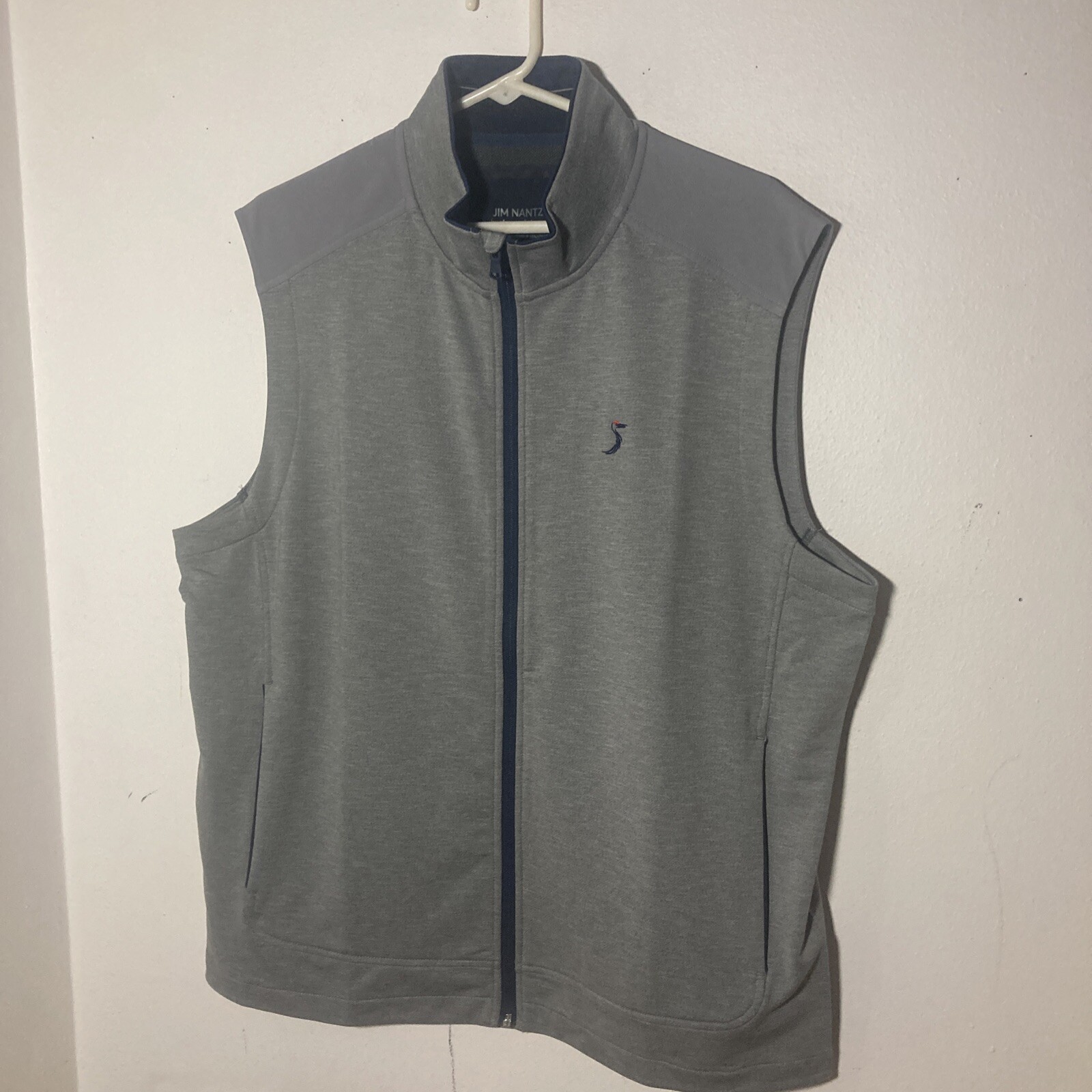 Men's Jim Nantz By Vineyard Vines Gray Performance Vest Sz L Navy Accent gallery