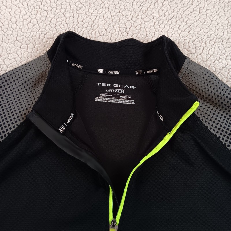 Tek Gear Mens Long Sleeve Shirt Black Quarter Zip Drytek Performance Athletic gallery