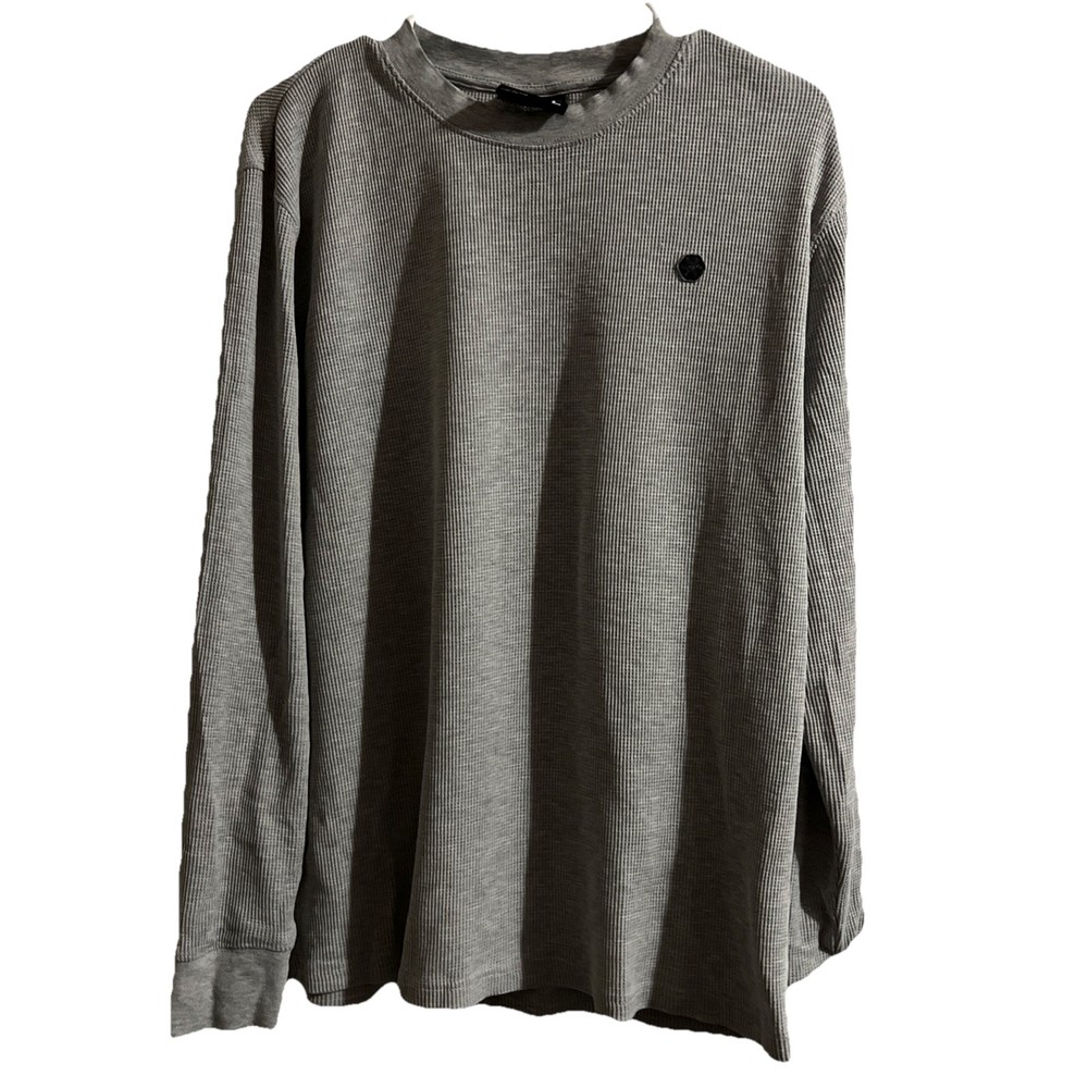 South Pole Authentic Collection L Gray Thermal Waffle Knit Long Sleeve Shirt
