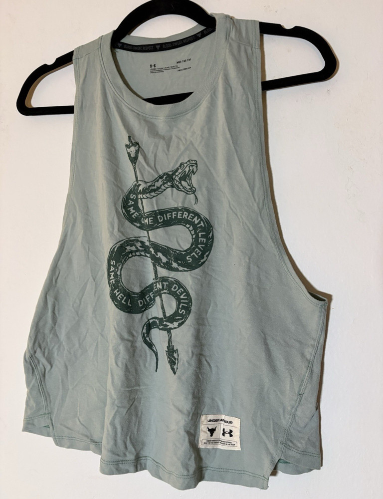 Under Armour Project Rock Men’s Gray Sleeveless Graphic Snake Logo Tank M