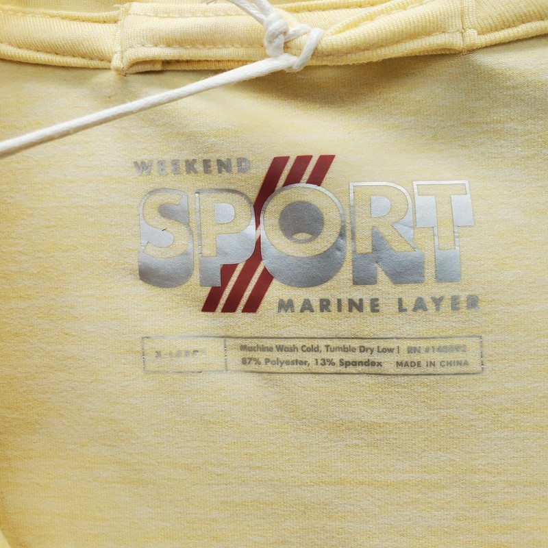 Marine Layer Weekend Sport 1/4 Zip Pullover Mens XL Yellow Preppy Long Sleeve gallery