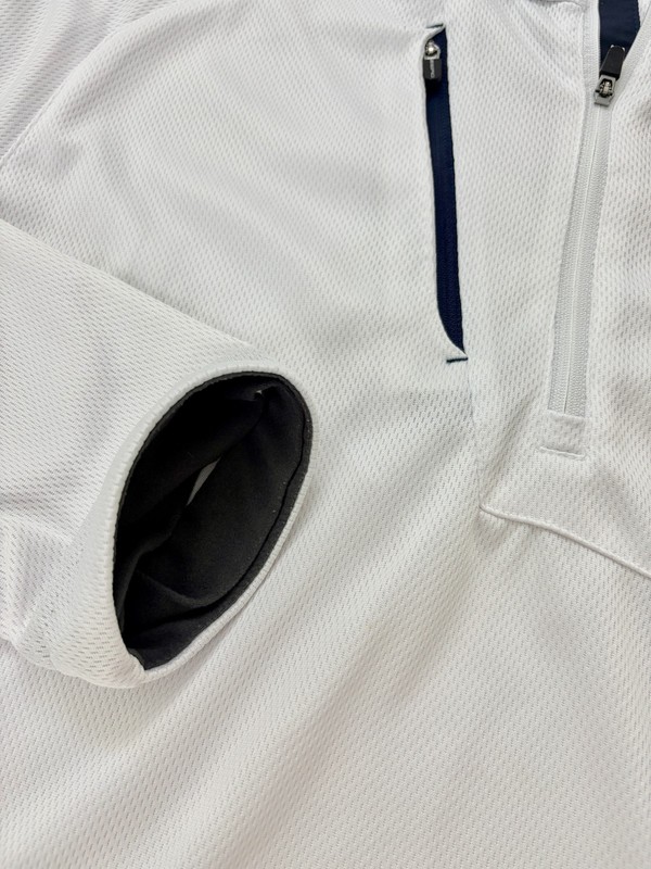ZERO RESTRICTION TOUR Mens XL White 1/4 ZIp Golf Long Sleeve Pocket Pullvoer EXC gallery