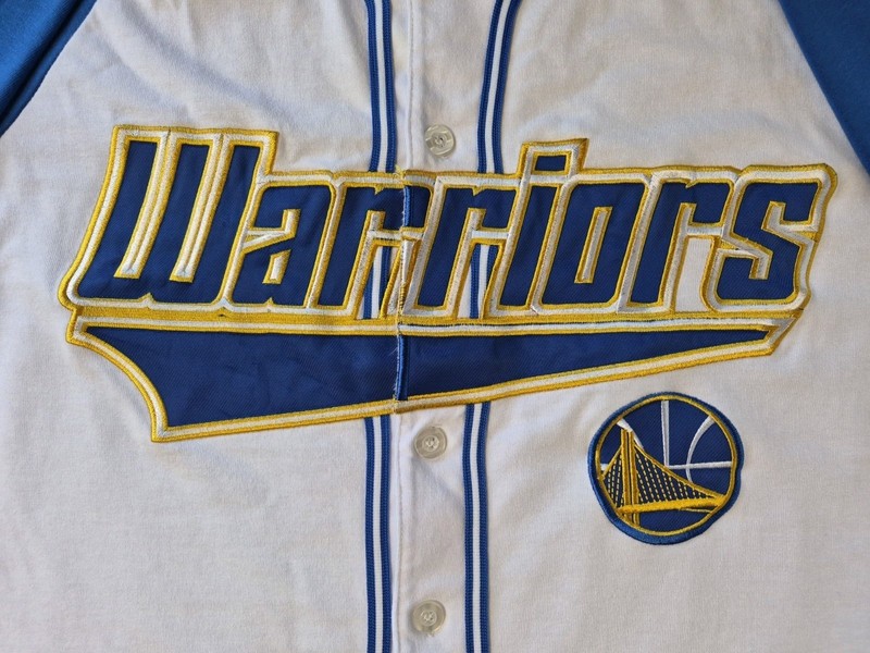 Vintage Starter Golden State Warriors Baseball Jersey Mens Medium NBA 90s Button gallery