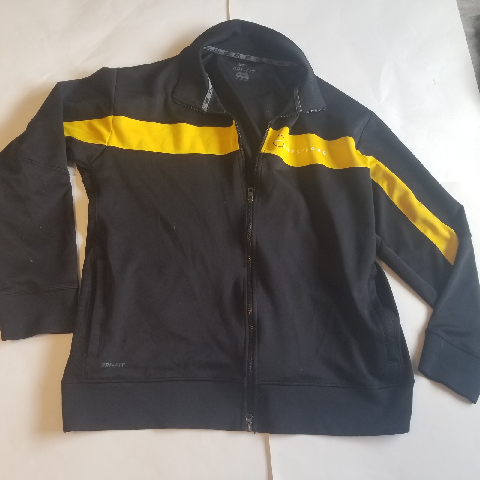 Nike Dri Fit Livestrong FULL Zip Jacket Black Yellow Mens LARGE gallery