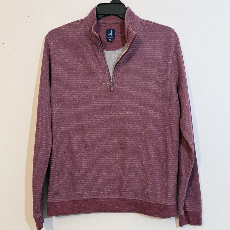 johnnie-O Men’s L Quarter Zip Pullover Burgundy Gray Stripe Golf gallery