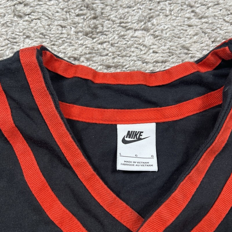 Nike Americana Top Flames Button Baseball Jersey Shirt Black Orange DV9642 Large gallery