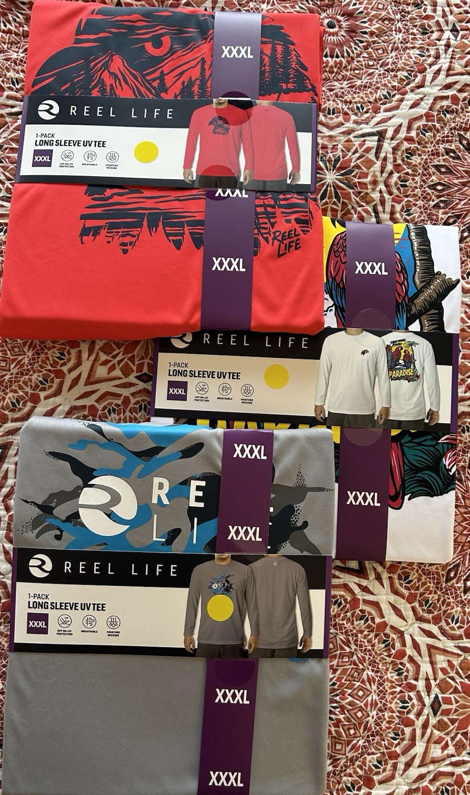 Lot Of 3 Reel Life UV Protection Fishing Sun Long Sleeve Shirts Men’s 3XL Swim gallery