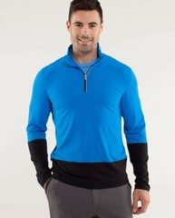 Lululemon Speed L/S Zip Pullover Athletic Top Blue, Black Men’s Large or XL