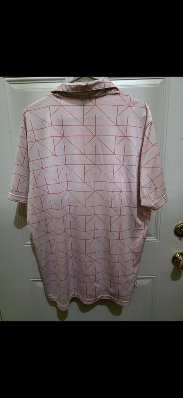 adidas Men’s XL Lightweight Polyester Polo Shirt Pink/Red Geometric Logo gallery