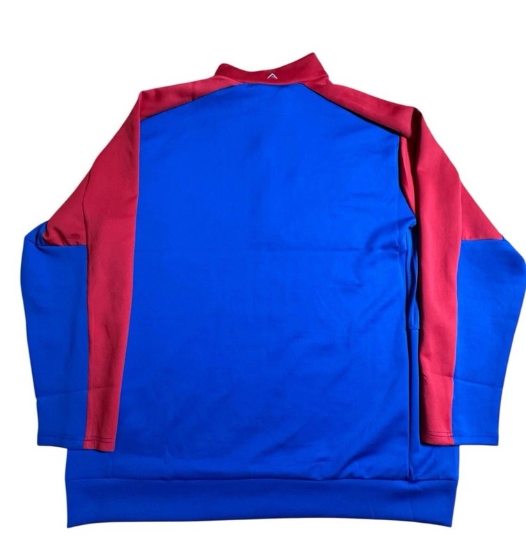 Antigua Men’s 3XL Long Sleeve 1/4 Zip Pullover in Blue & Red Color Block New gallery