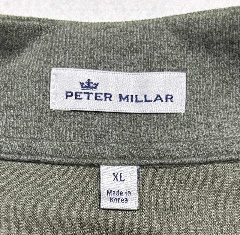 Peter Millar Melange Soft Rayon Long Sleeve 1/4 Zip Pullover Golf Mens XL Green gallery