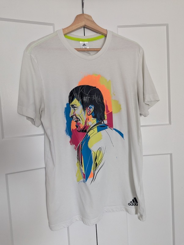 Adidas Vintage LIONEL MESSI GRAPHIC TEE FAN Print Jersey soccer Shirt Mens sz L gallery