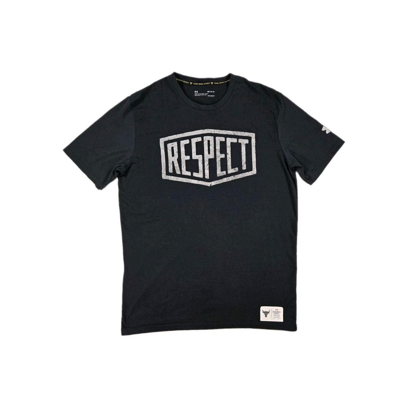 Under Armour Project Rock Short Sleeve T Shirt Black Medium Respect Discoloring gallery