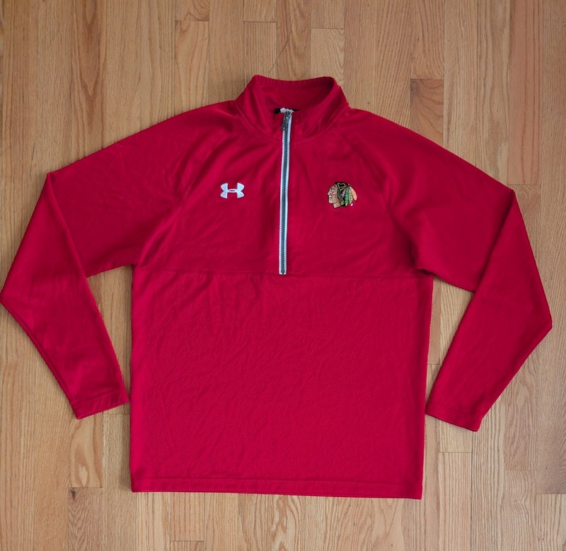 Chicago Blackhawks 1/4 Zip Under Armour Mens Small Pullover Embroidered Logo Red gallery