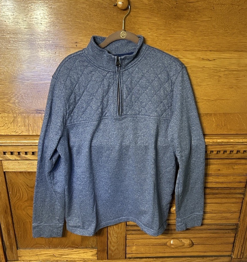Banana Republic Mens 1/4 Zip Pullover Mock Neck Long Sleeve Blue Size L