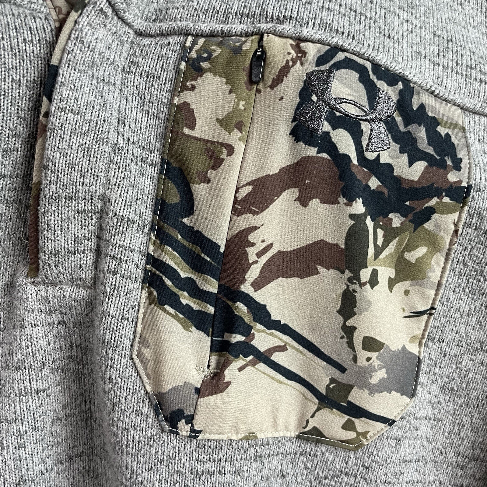 Under Armor 1/4 Zip Pullover Mens XL Gray Camo Hunting Coldgear Hiking Tactical gallery