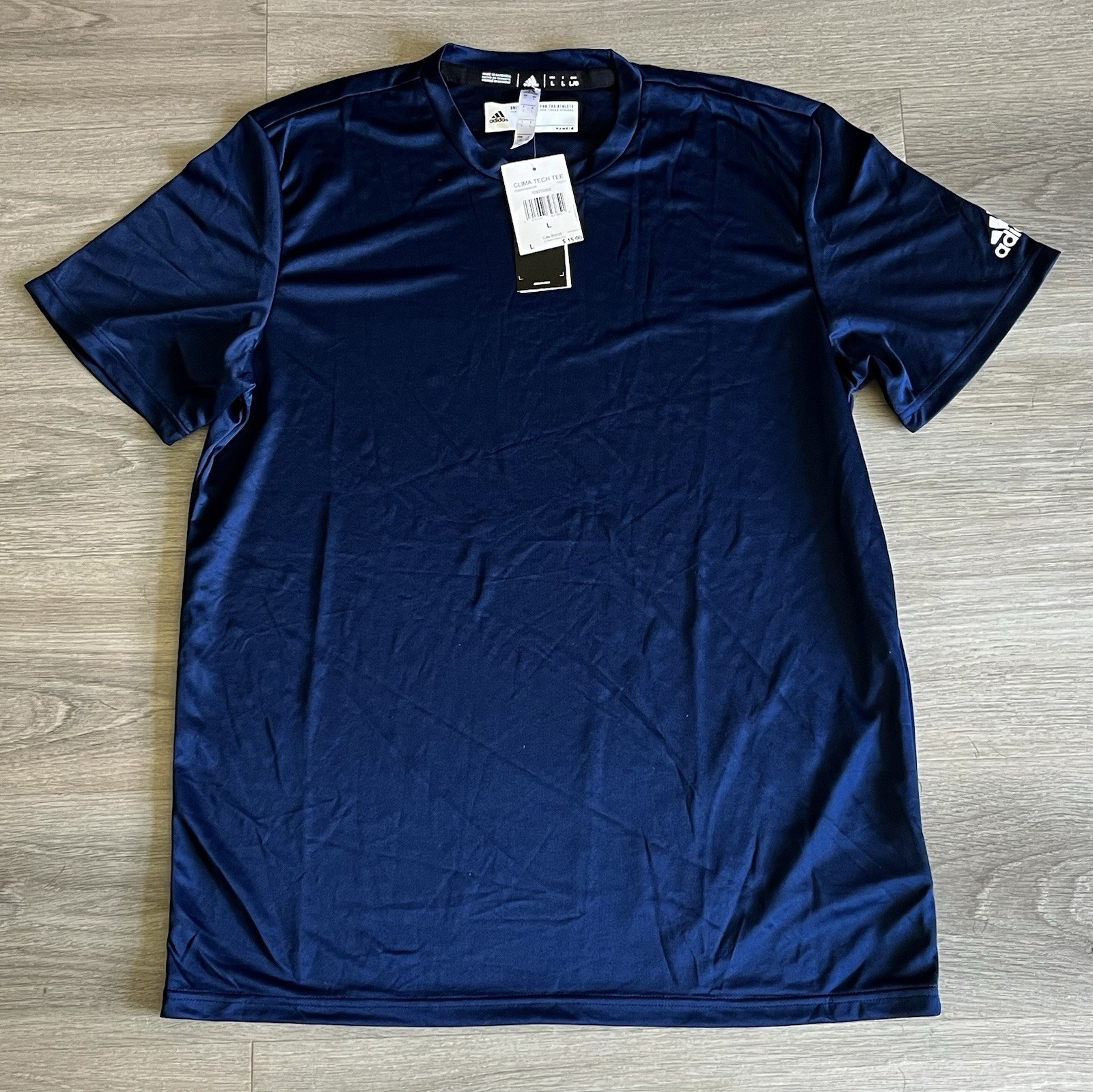 Size L - adidas Clima Tech Men’s Short Sleeve Shirt CF2777 Navy Blue NWT No Bag gallery