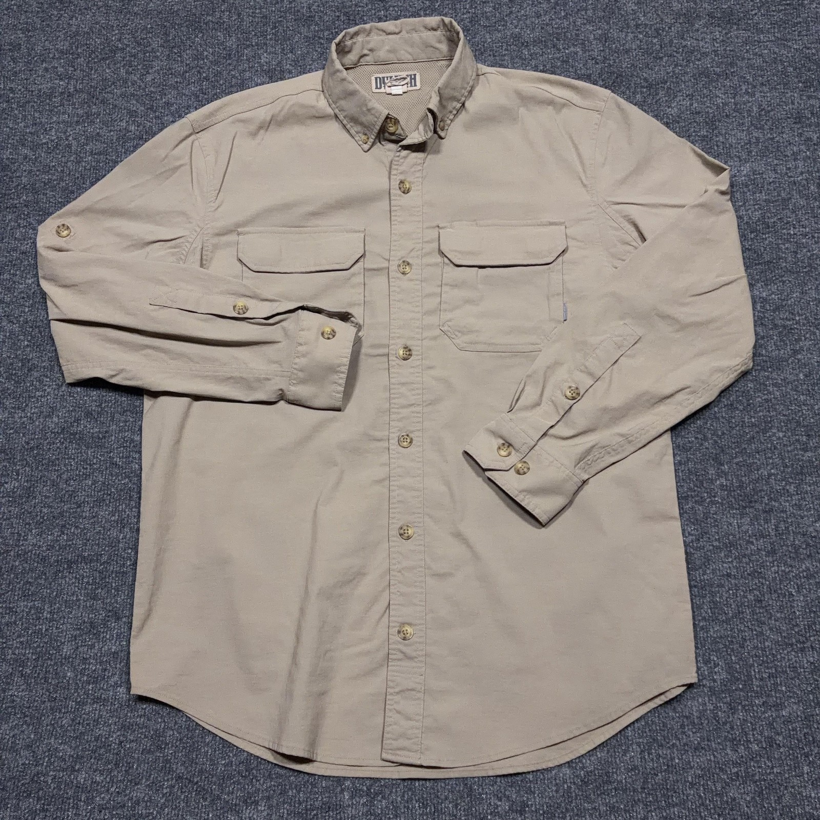 Duluth Trading Co Shirt Mens Medium Beige Long Sleeve Vented Fishing Outdoor gallery