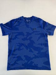 Men’s Velocity Jacquard V-neck Training T-shirt, Blue, Heat Gear, Loose Fit, LG