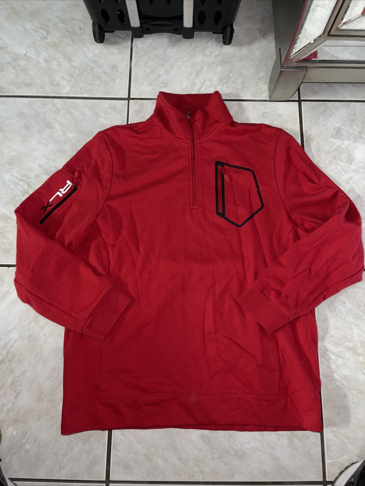 RLX Ralph Lauren Mens 1/4 zip Seatshirt Sz 2XL red with chest/arm pocket gallery