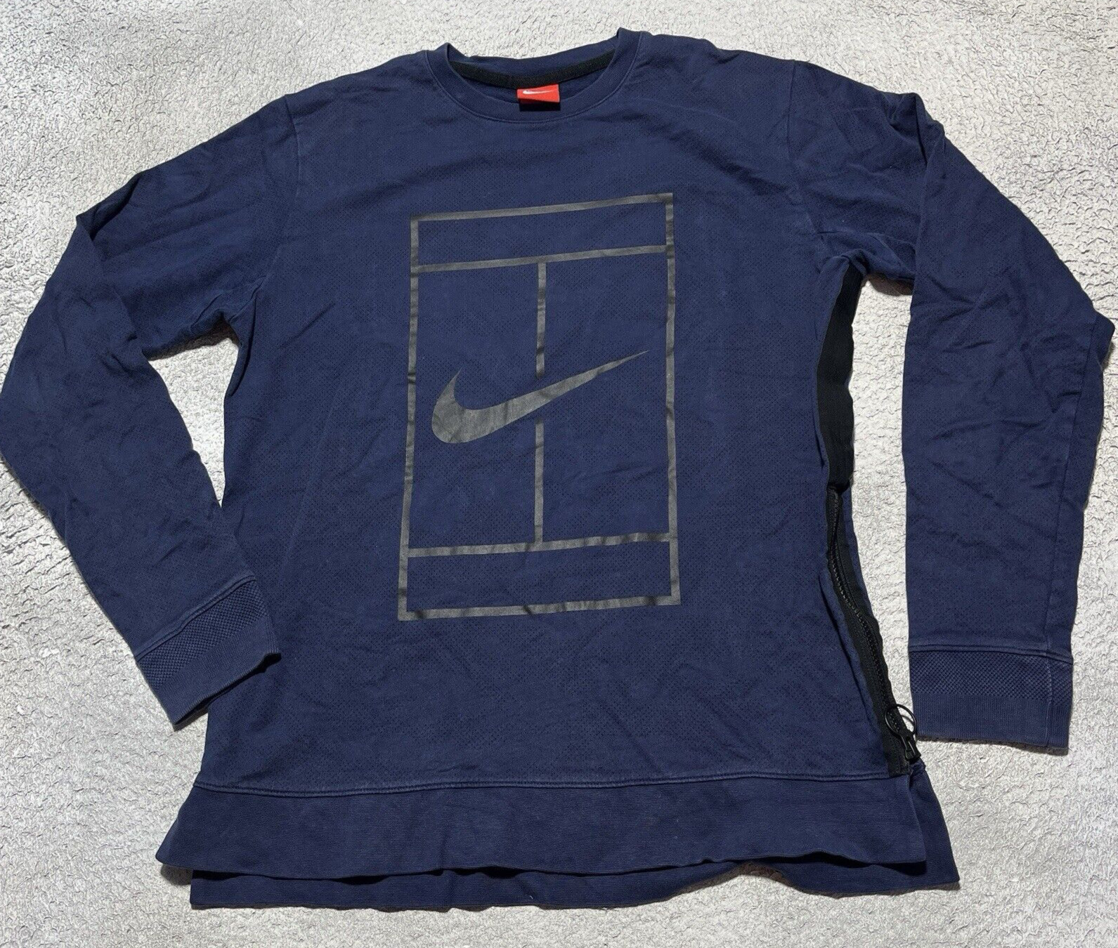 Nike Challenge Court Vintage Shirt Mens Medium Blue Side Zip Ball Pocket Tennis gallery