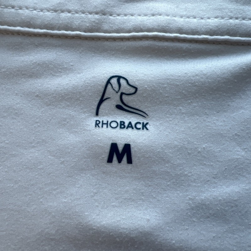 Rhoback 1/4 Zip Pullover Men's Medium White Performance Stretch w/ Sponsor Logos gallery