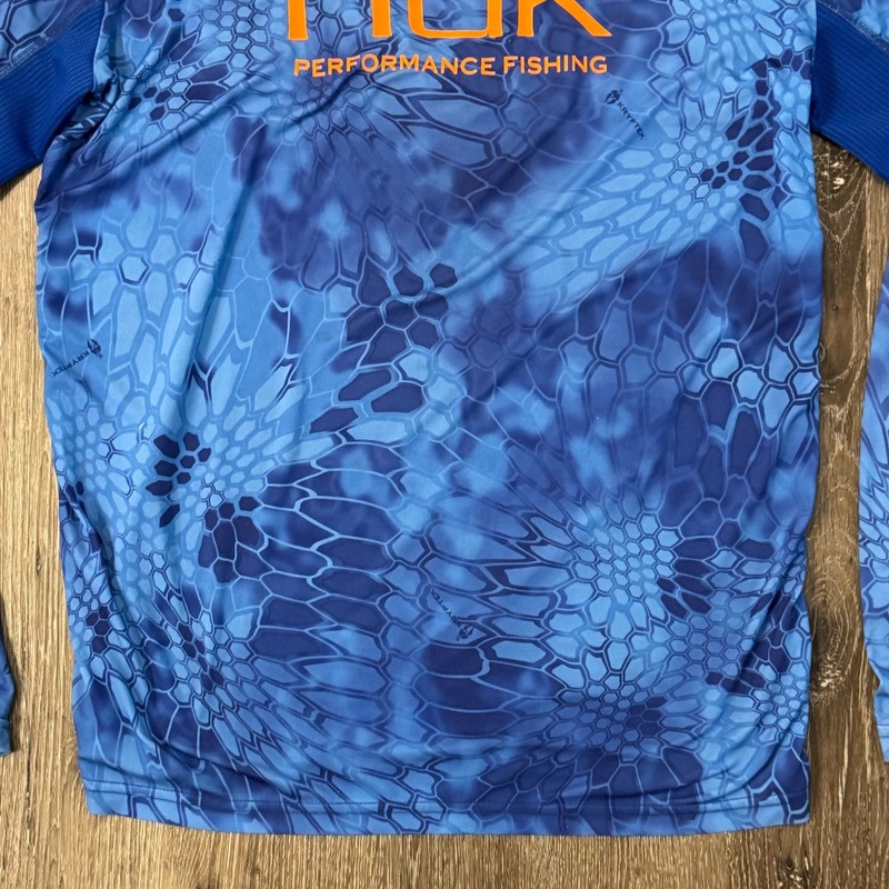Huk Fishing Shirt Mens Small Blue Kryptek Camo Long Sleeve Performance Tee gallery