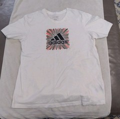 Adidas Regular Fit Large White Graphics T Shirt Short Sleeve Top Pre Owned