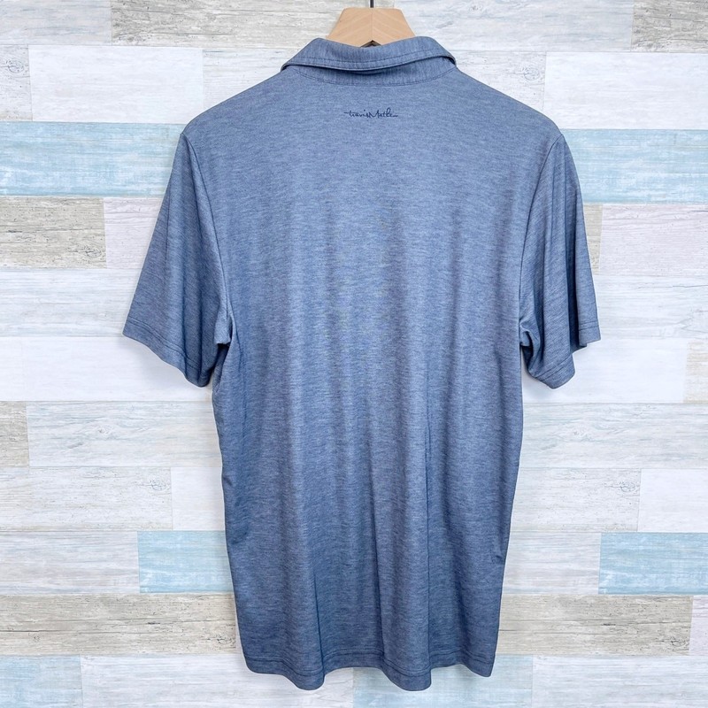 Travis Mathew Pique Performance Golf Polo Shirt Blue Pima Cotton Slim Mens Large gallery