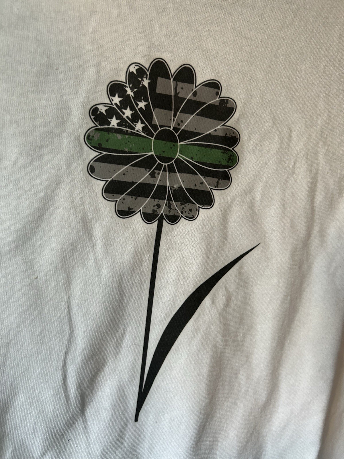 GREEN LINE Gildan Heavy Cotton Raglan T-Shirt Black White Flower Flag Graphic gallery