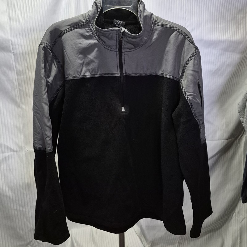 Starter Brand 1/4 Zip Pullover L (42-44) Black & Gray Fleece Long Sleeve 70892 gallery