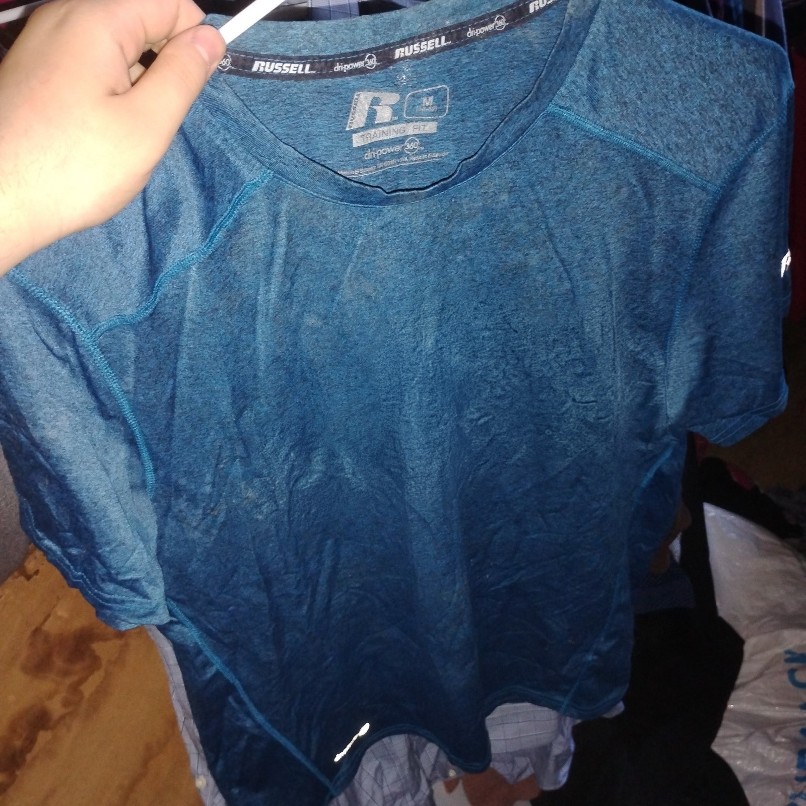 Russell Training Fit 38-40 Blue T Shirt Polyester Medium Mens Ter gallery
