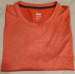 Saxx Aerator Shirt Mens Size M Red/Orange Long Sleeve UPF 25 100% Polyester