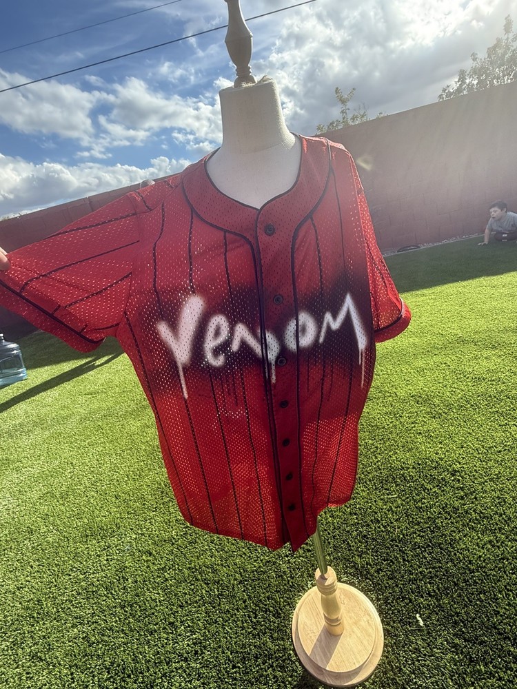 Marvel Venom Baseball button up Style Men’s Jersey ( Large)