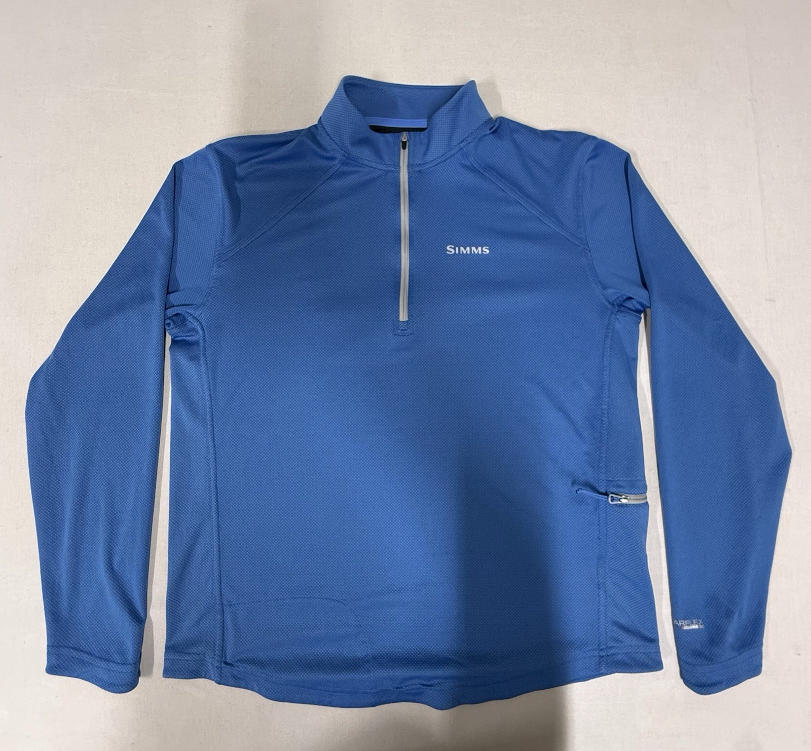 SIMMS Solarflex Plus UPF 50 1/4 Zip Pullover Fishing Mens Medium Blue 160 gallery