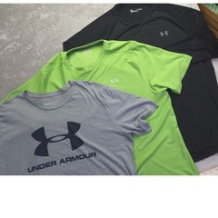 Lot of 3 Under Armour Men’s HeatGear T-Shirt XL Black Lime Green Gray
