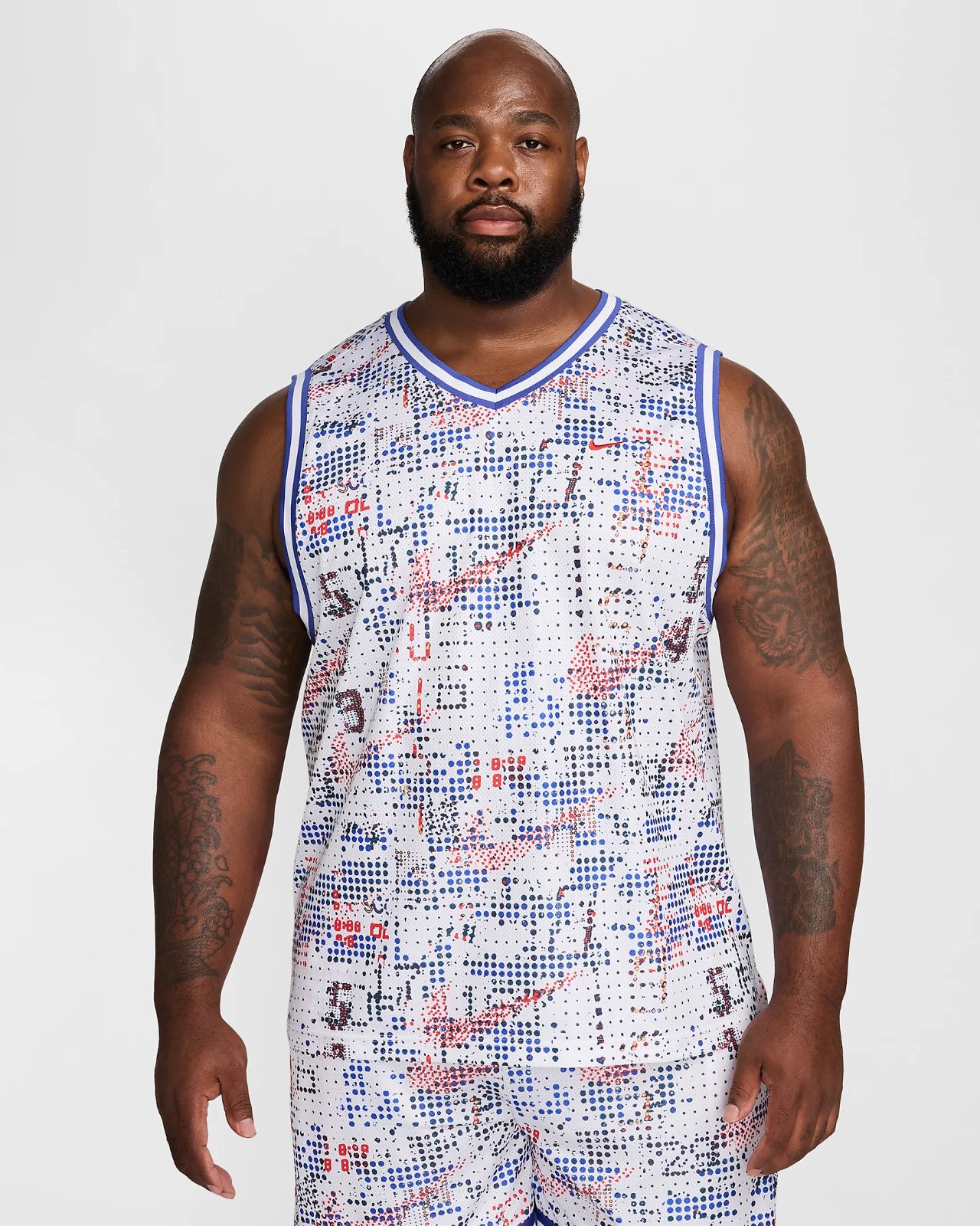 Nike DNA Men's Dri-FIT Basketball Jersey White Red Blue Size S XL 2XL FZ0690-100 gallery