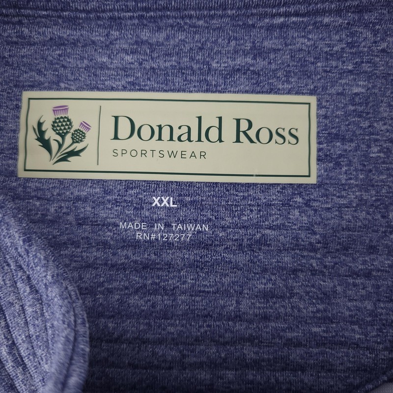 Donald Ross Pullover Sweater Mens 2XL Blue 1/4 Zip Long Sleeve Golf Pockets gallery