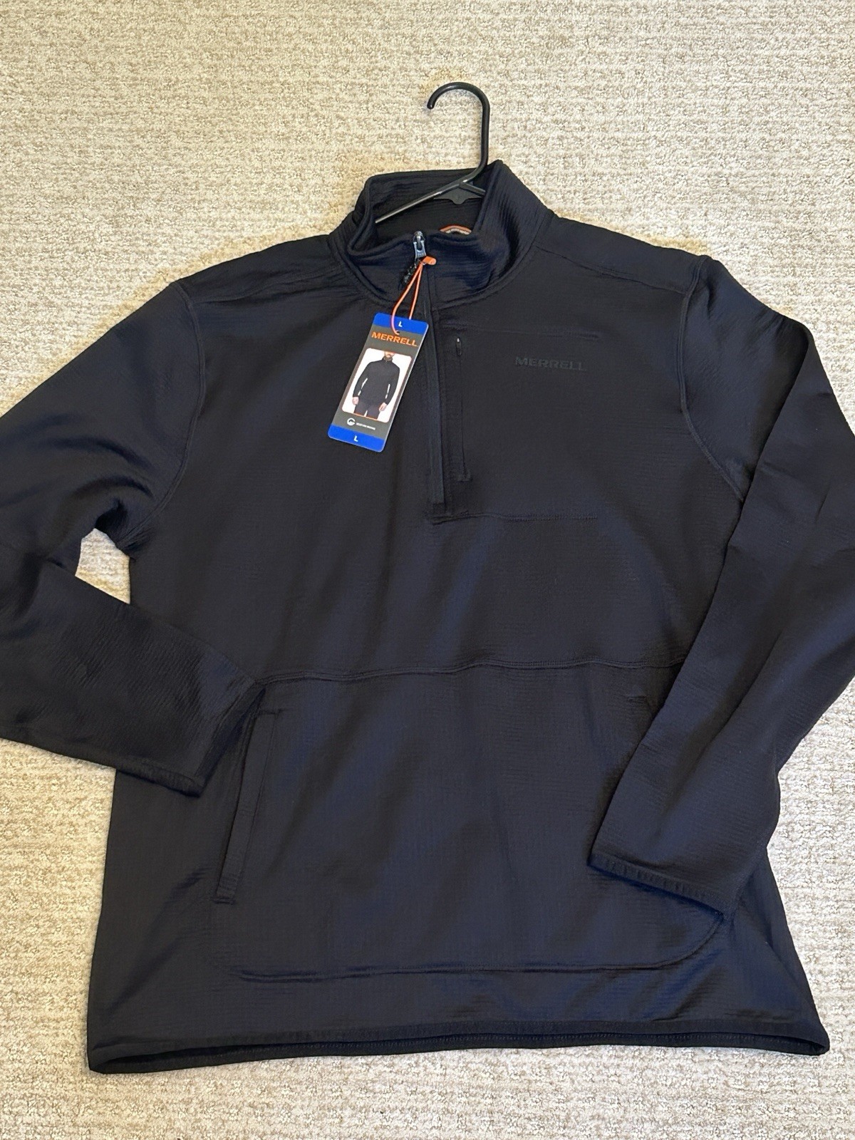 Merrell Men’s Moisture Wicking 1/4 Zip Mock Neck Pullover Black L gallery