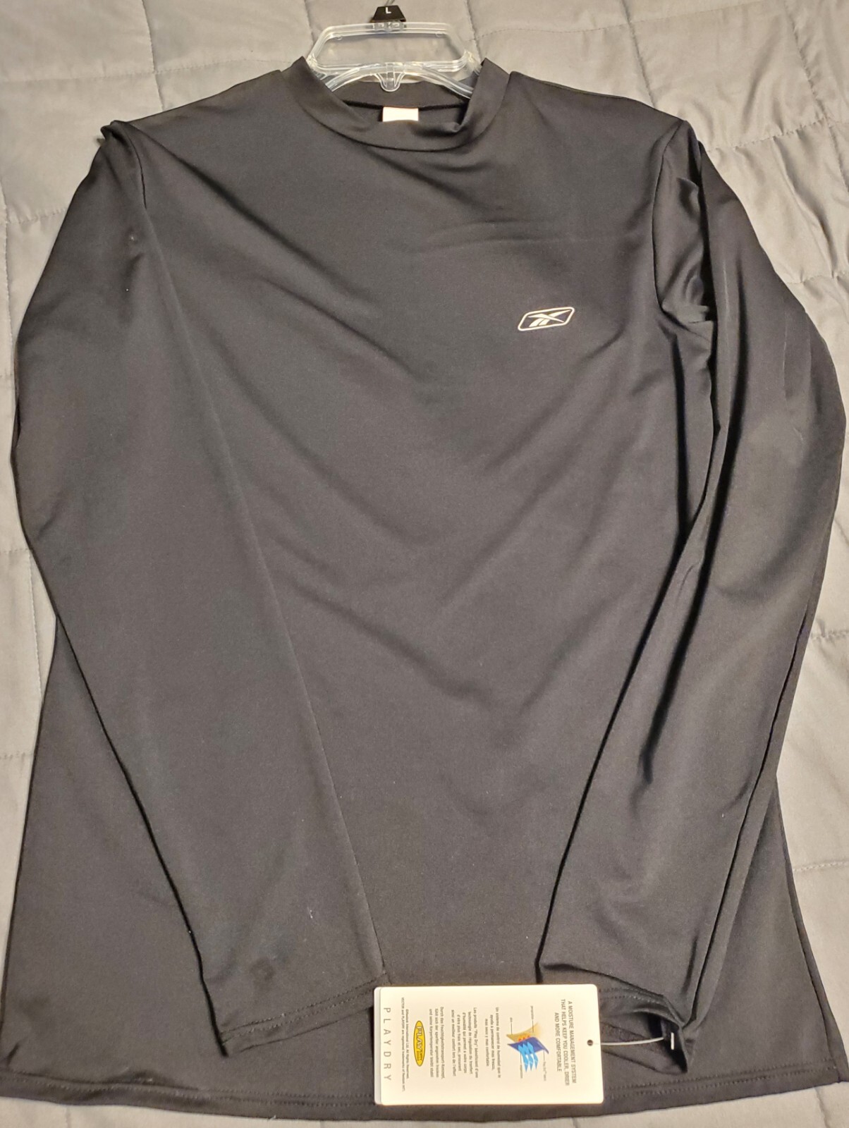 Reebok Playdry Men's Compression Shirt Long Sleeve Size Large Black gallery