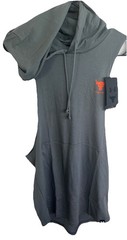 Under Armour Project Rock Loose Hoodie Tank Mens S Gray Orange Black Gym Train