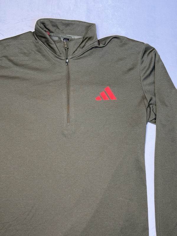 Adidas Essentials Seasonal Training 1/4Zip Tee Olive Green Medium Men’s Pullover gallery
