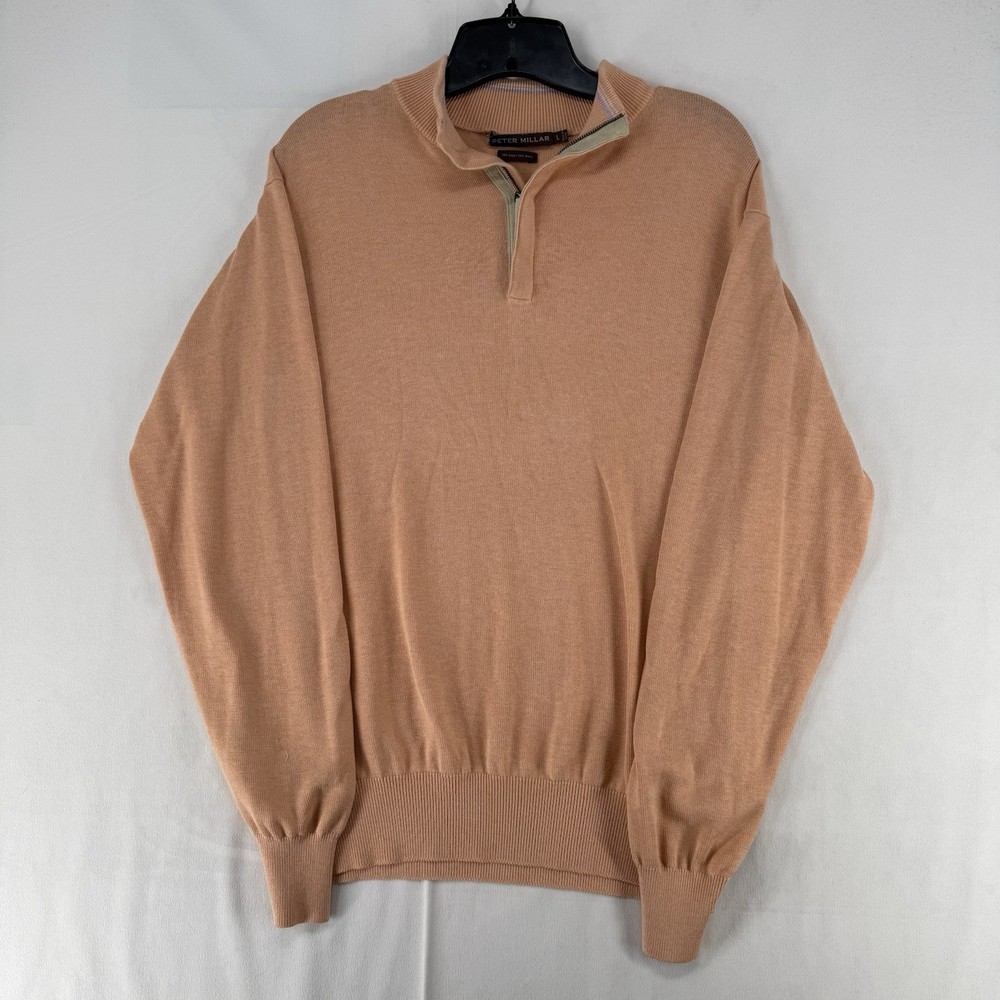 Peter Millar Crown Crafted 1/4 Zip Silk / Wool Pullover Golf Sweater Sz Large