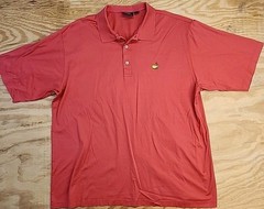 Masters Logo Soft Cotton Salmon Colored Golf Lightweight Polo Shirt Mens XL