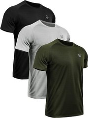 NELEUS Men’s Dry Fit Mesh Large, 5033# 3 Pack: Black,grey,olive Green