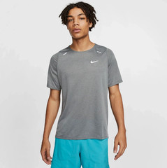 Nike Dri-FIT Rise 365 Mens Running Training Gym Workout Shirt Heather Gray M L