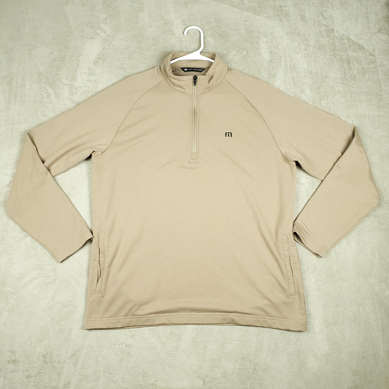 Travis Mathew Pullover Mens Large Beige 1/4 Zip Golf Stretch Performance Top gallery