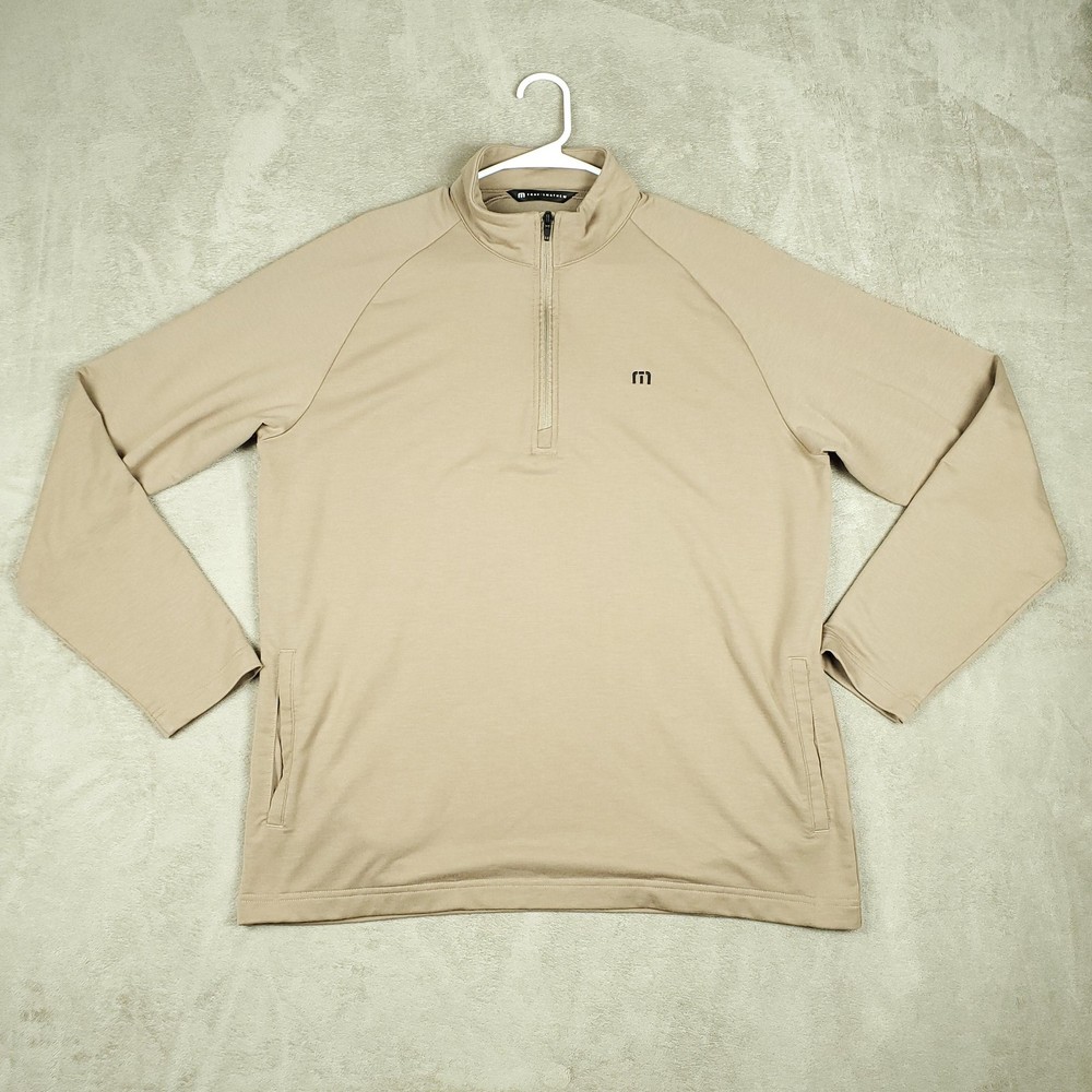 Travis Mathew Pullover Mens Large Beige 1/4 Zip Golf Stretch Performance Top