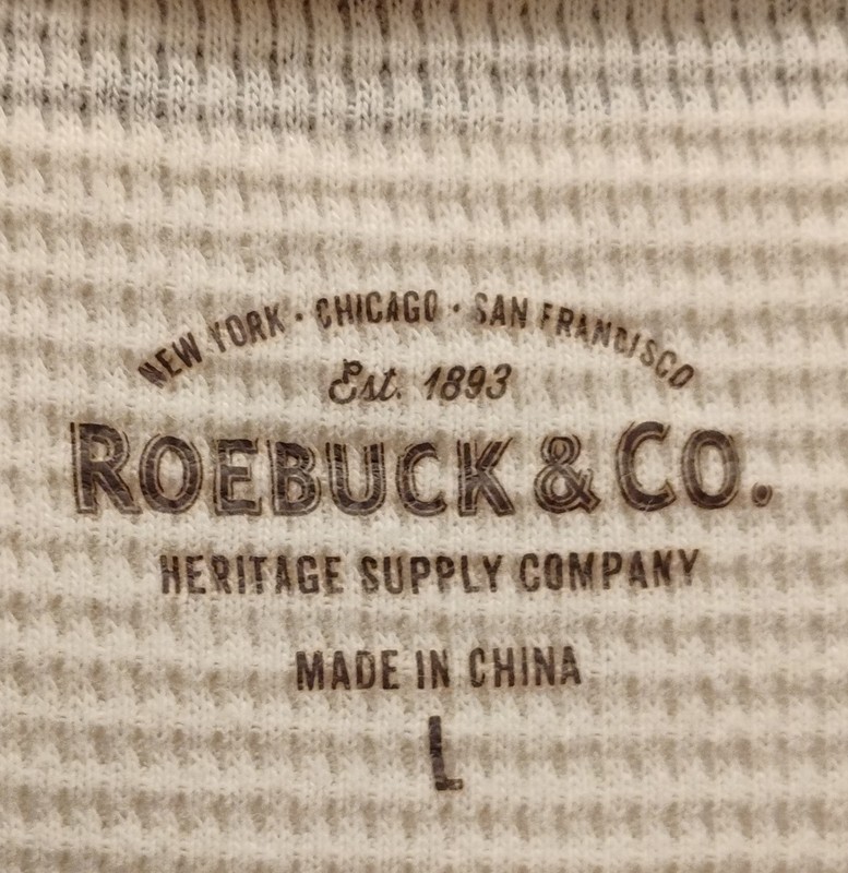 EUC Roebuck & Co. L/S Thermal Knit Pullover-Eggshell, Charcoal-Men's Size Lg gallery
