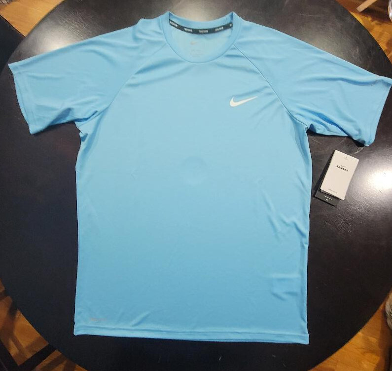 NIKE Swim Men's Sky Blue,Green,Heather Teal Dri-Fit Short Sleeve Shirt #NSSA589 gallery